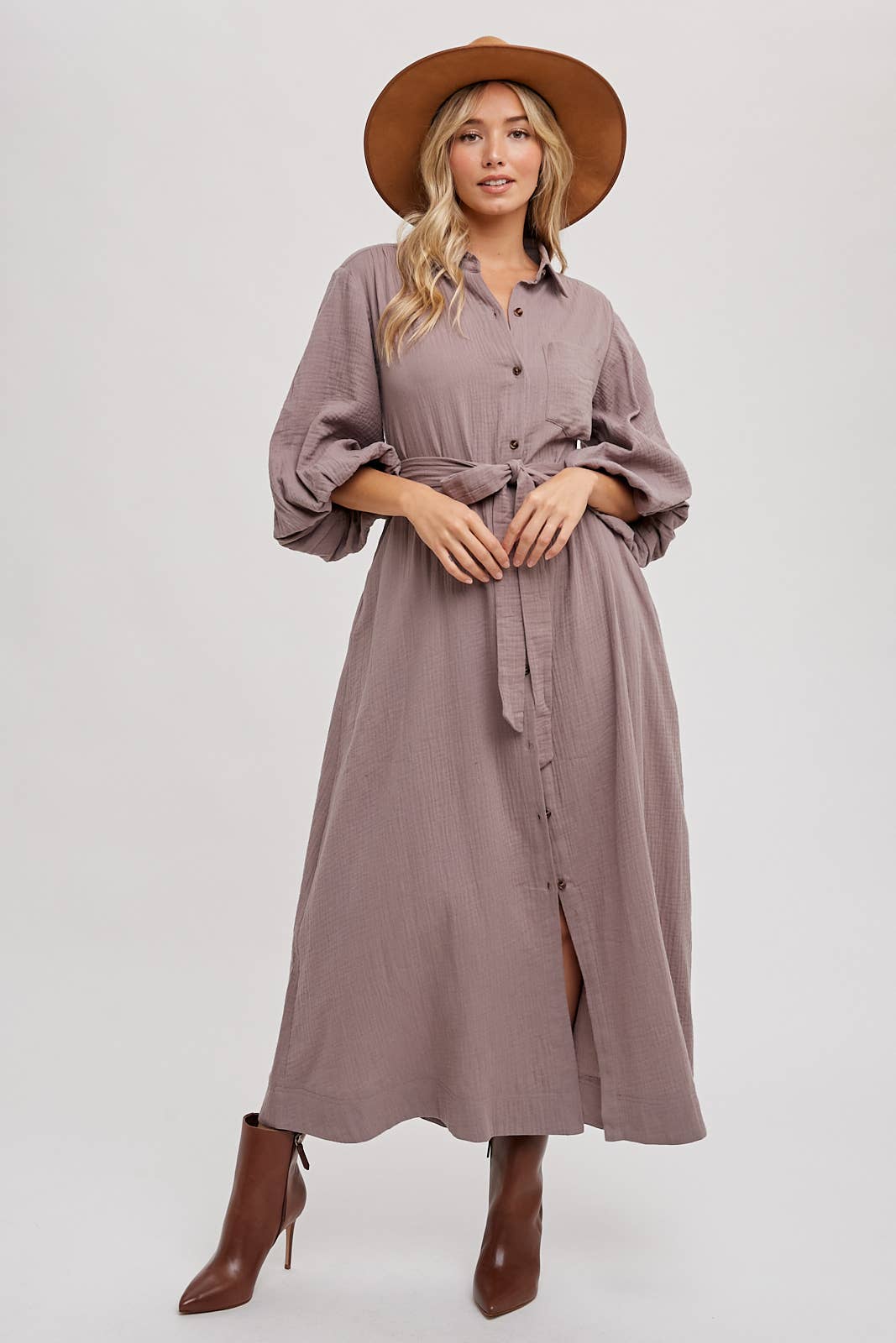 Bubble Sleeve Midi Dress - Whimsical Details - summer, transition