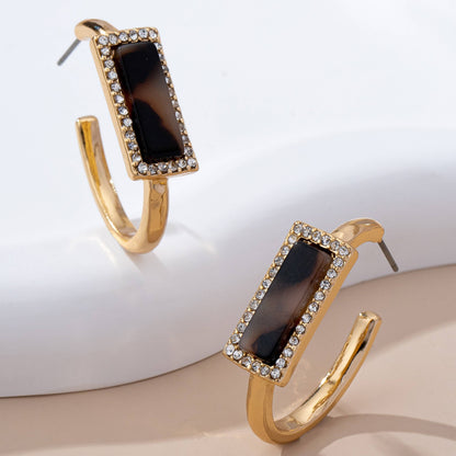 Tiffany Tortoise & Pavé Gold Hoop Earrings