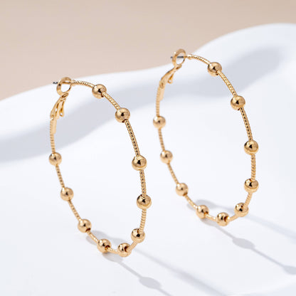 Classic Gold Ball Beaded Station Hoop Earrings - Whimsical Details - ["earrings"]
