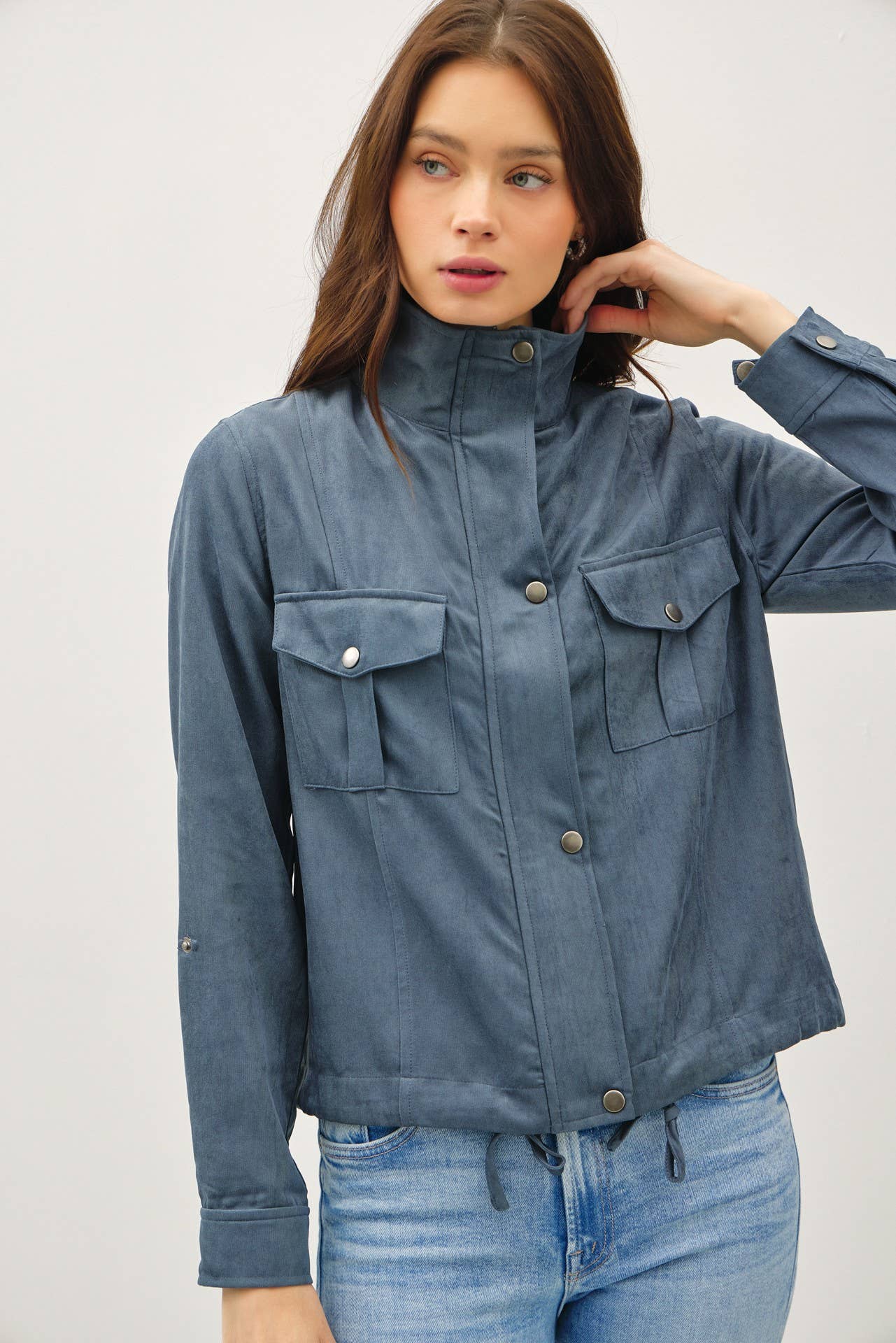 Cropped Utility Zipper Safari Jacket - Whimsical Details - ["Jacket","Safari Jacket","Sand","sand beige","utility jacket","zip","zip up"]