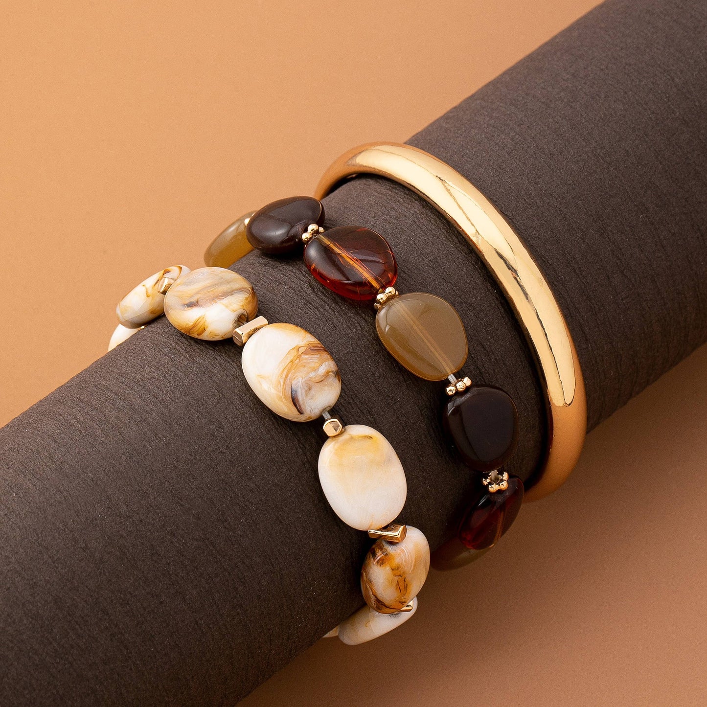 Laurie Multi Acrylic Facet Gold Bracelet Set