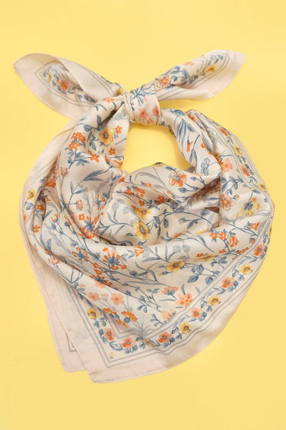 Floral Flower Silk Finish Bandana Scarf