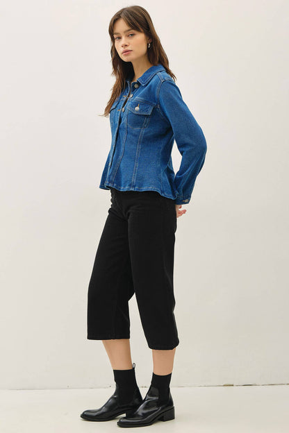 Fit and Flare Rider Denim Stretchy Jacket