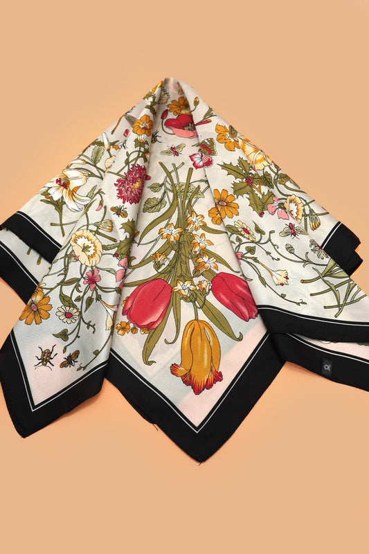 LARGE FLORAL PRINT BANDANA SCARF