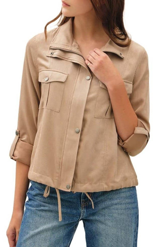 Cropped Utility Zipper Safari Jacket