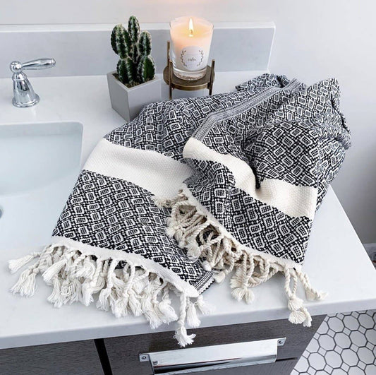 Adrian 100% Cotton Turkish Hand and Kitchen Towel - Whimsical Details - []