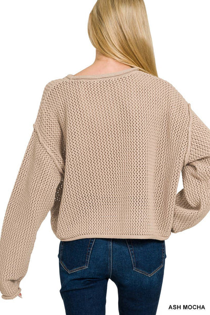 Textured Knit Drop Shoulder Sweater