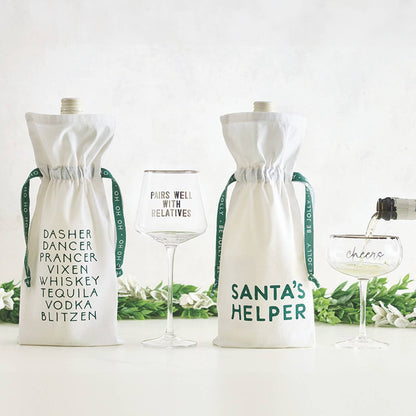 Muslin Wine Bag - Santa's Helper