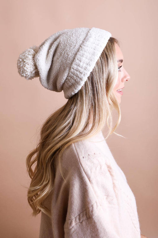 Cozy Boucle Pom Beanie – Perfect for Fall & Winter Warmth - Whimsical Details - []