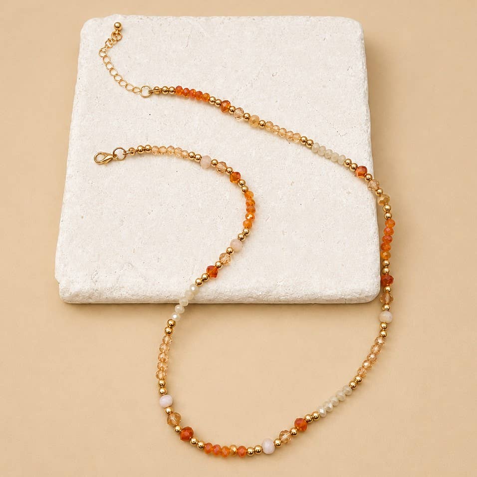 Ella Faceted Glass Bead & Gold Accent Beaded Necklace
