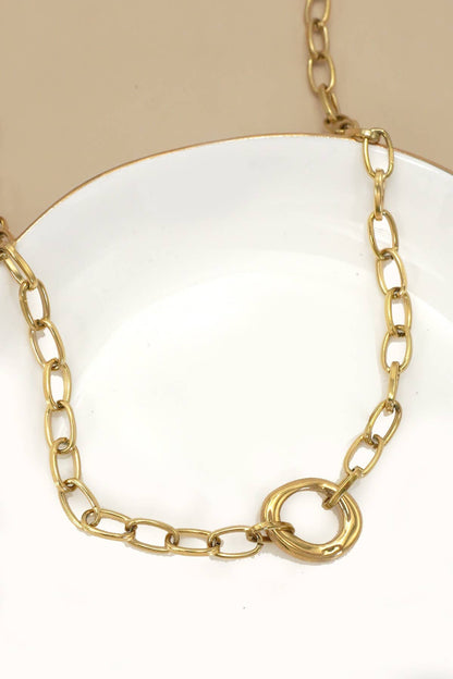 STELLA 18K STAINLESS STEEL TARNISH FREE OVAL NECKLACE - Whimsical Details - ["gold","necklace","oval necklace"]