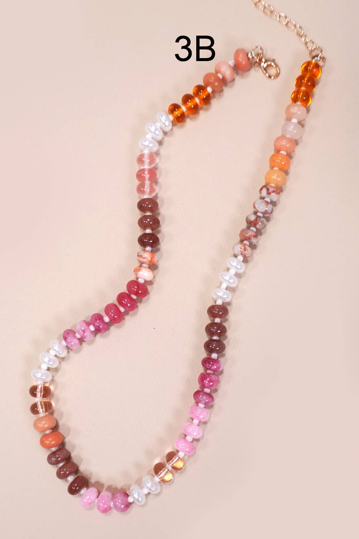 Megan Natural Agate Glass Semi Precious Bead Necklace