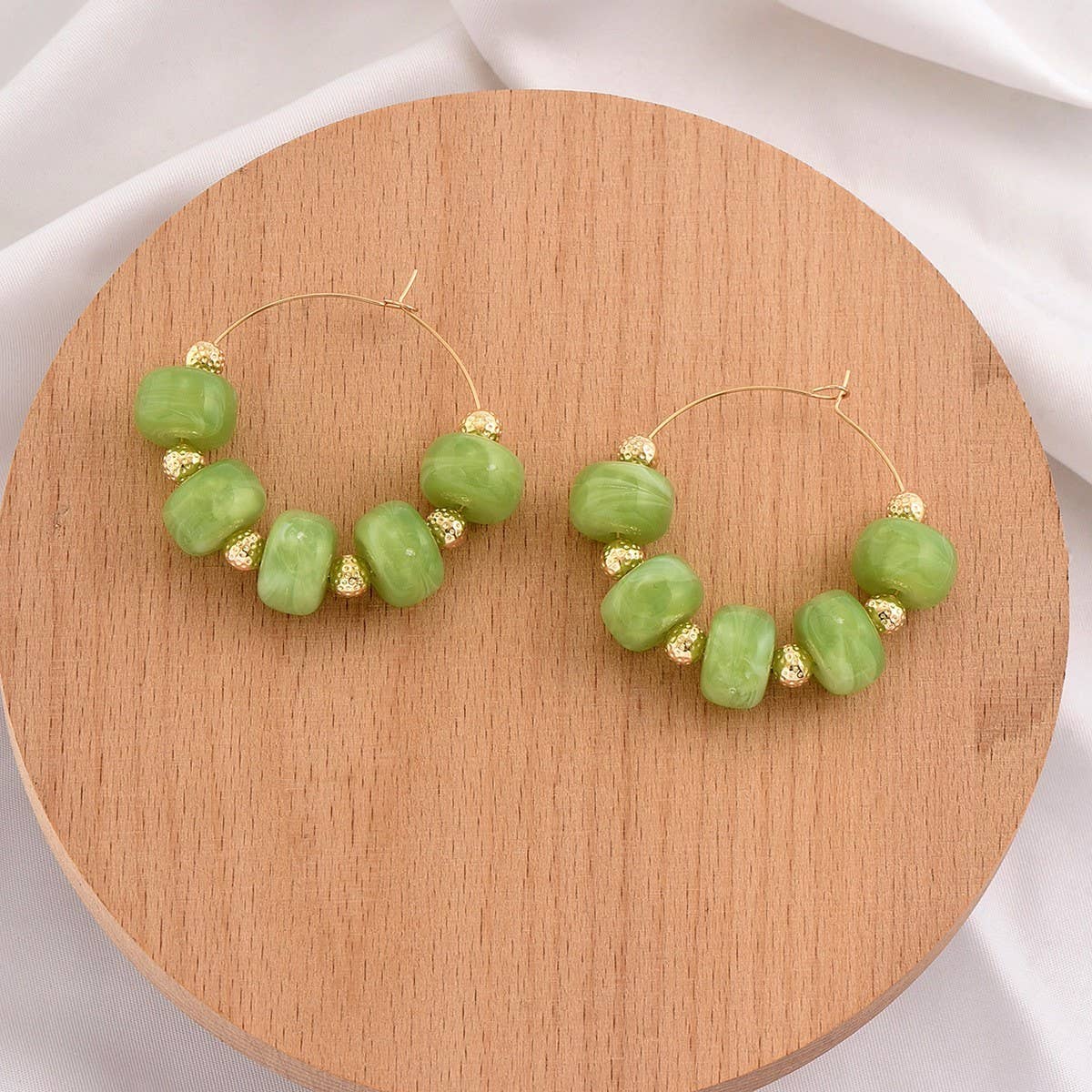 Josslyn Boho Resin Beaded Hoop Earrings