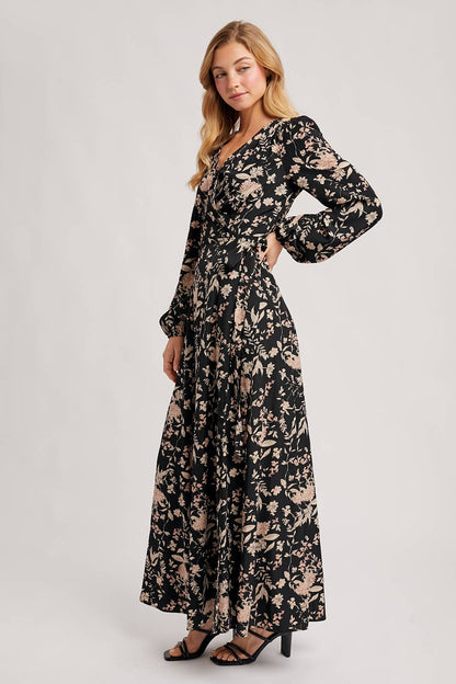 FLORAL PRINT WRAP MAXI DRESS