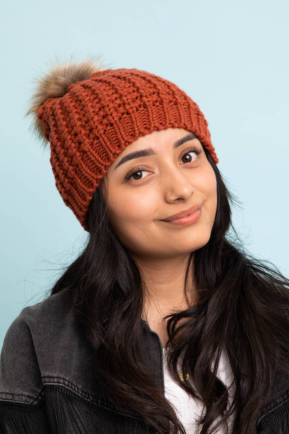 Textured Beanie With Pom Pom - Whimsical Details