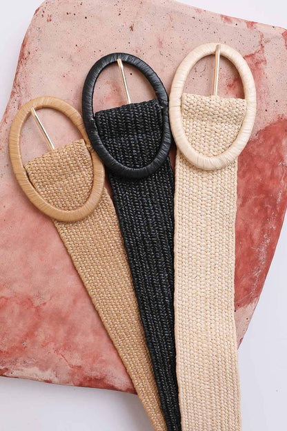 Raffia Oval Buckle Belt - Whimsical Details