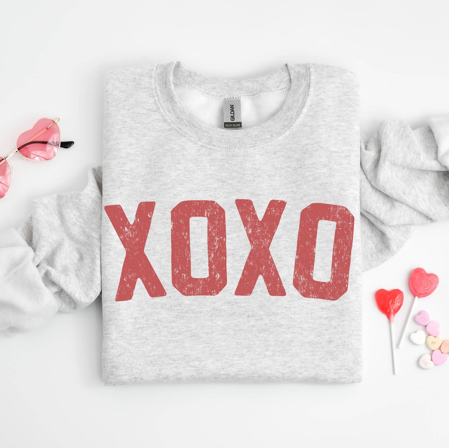 XOXO Crewneck Sweatshirt, Valentine's Day Shirt - Whimsical Details - []