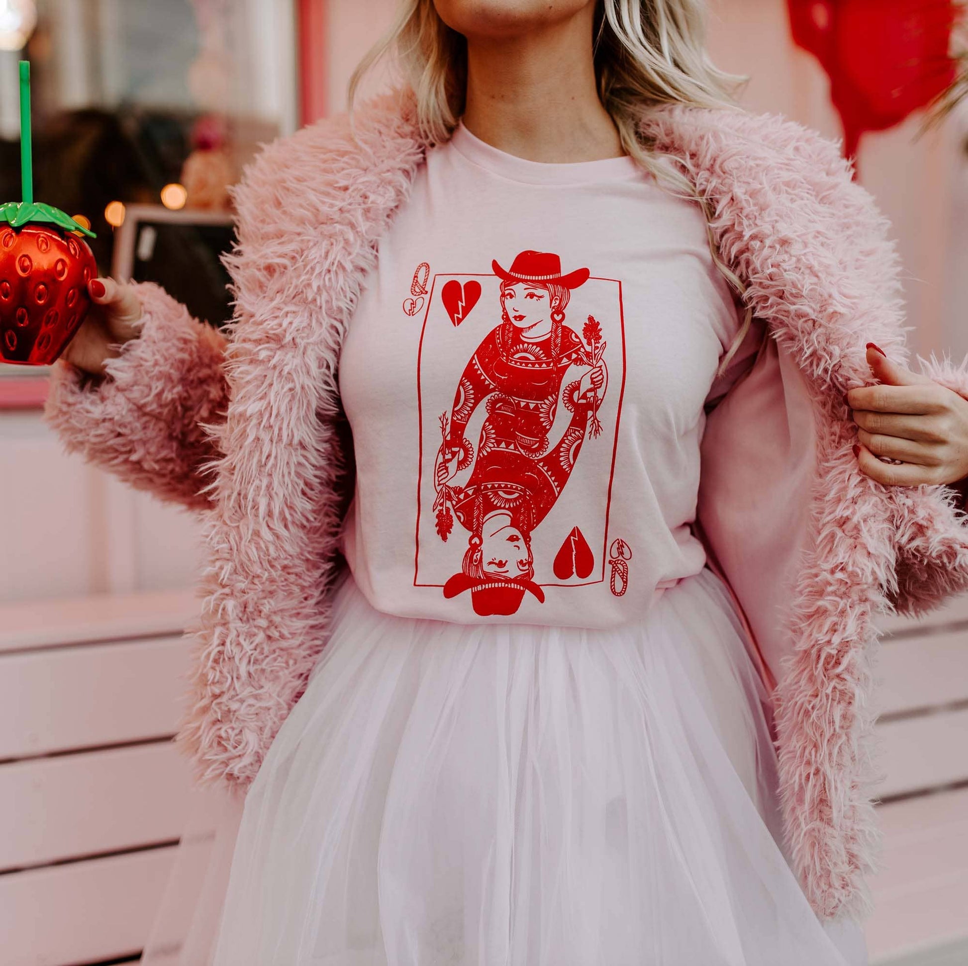 Queen of Hearts Pink Shirt, Valentine's Shirt - Whimsical Details
